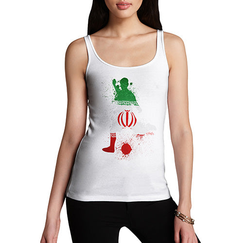 Funny Tank Top For Women Sarcasm Football Soccer Silhouette Iran Women's Tank Top Large White