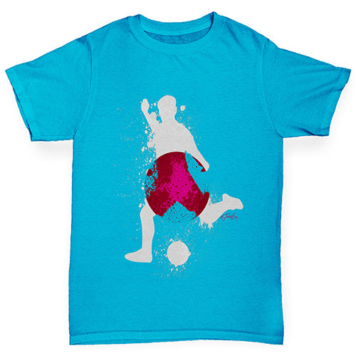 funny t shirts for boys Football Soccer Silhouette Japan Boy's T-Shirt Age 3-4 Azure Blue