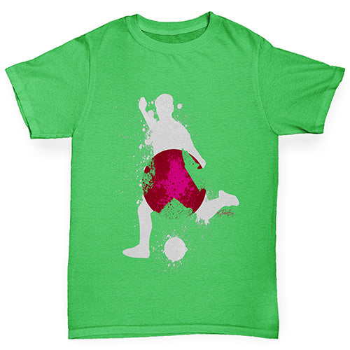 Boys Funny T Shirt Football Soccer Silhouette Japan Boy's T-Shirt Age 7-8 Green