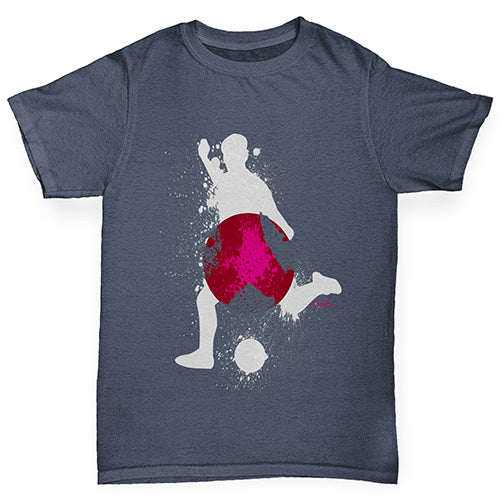 Kids Funny Tshirts Football Soccer Silhouette Japan Boy's T-Shirt Age 5-6 Dark Grey