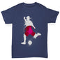 Boys funny tee shirts Football Soccer Silhouette Japan Boy's T-Shirt Age 3-4 Navy