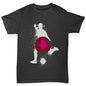 Girls novelty t shirts Football Soccer Silhouette Japan Girl's T-Shirt Age 9-11 Black