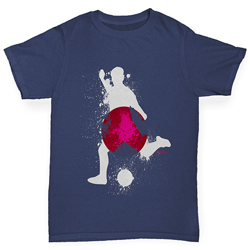 Girls Funny Tshirts Football Soccer Silhouette Japan Girl's T-Shirt Age 3-4 Navy