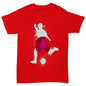 Girls novelty t shirts Football Soccer Silhouette Japan Girl's T-Shirt Age 9-11 Red