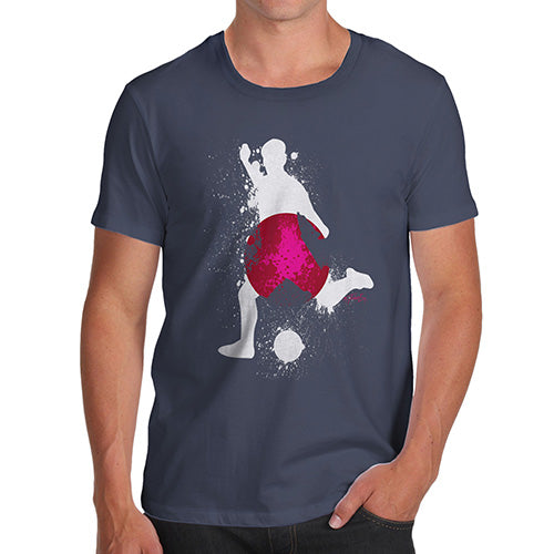 Funny Mens Tshirts Football Soccer Silhouette Japan Men's T-Shirt Medium Navy