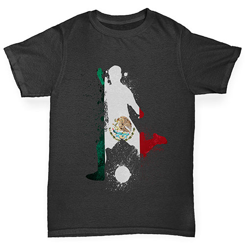 Boys Funny Tshirts Football Soccer Silhouette Mexico Boy's T-Shirt Age 12-14 Black