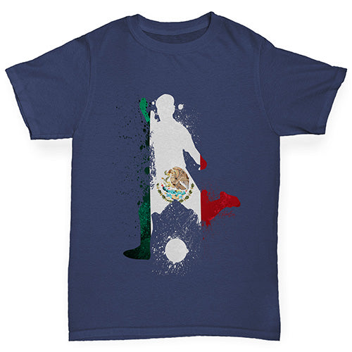 Boys novelty tees Football Soccer Silhouette Mexico Boy's T-Shirt Age 12-14 Navy