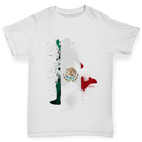 Boys Funny T Shirt Football Soccer Silhouette Mexico Boy's T-Shirt Age 3-4 White