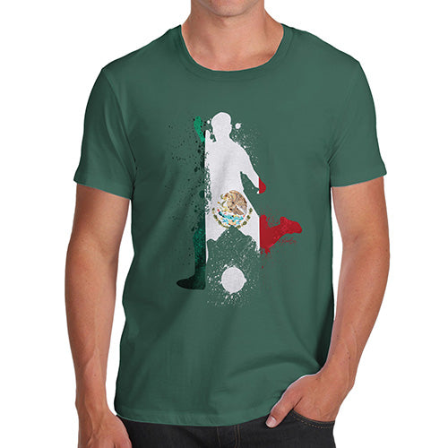 Funny T-Shirts For Men Football Soccer Silhouette Mexico Men's T-Shirt Small Bottle Green