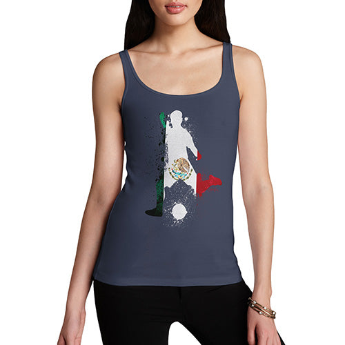 Funny Tank Top For Women Sarcasm Football Soccer Silhouette Mexico Women's Tank Top X-Large Navy
