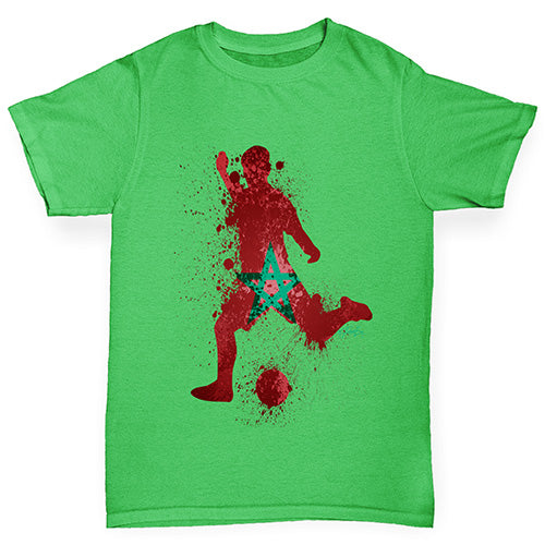 Boys Funny T Shirt Football Soccer Silhouette Morocco Boy's T-Shirt Age 5-6 Green