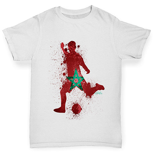 Novelty Tees For Boys Football Soccer Silhouette Morocco Boy's T-Shirt Age 7-8 White