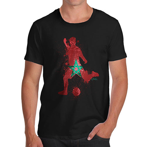 Mens Novelty T Shirt Christmas Football Soccer Silhouette Morocco Men's T-Shirt Medium Black