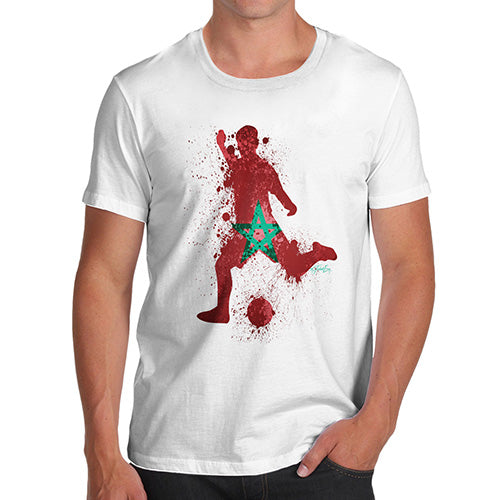 Novelty Tshirts Men Funny Football Soccer Silhouette Morocco Men's T-Shirt X-Large White