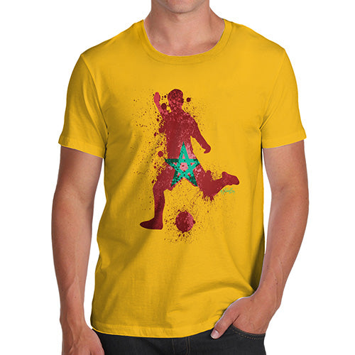 Funny Tshirts For Men Football Soccer Silhouette Morocco Men's T-Shirt Large Yellow