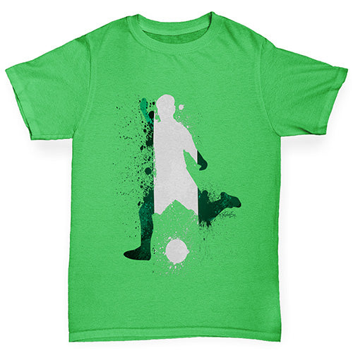 Kids Funny Tshirts Football Soccer Silhouette Nigeria Boy's T-Shirt Age 9-11 Green