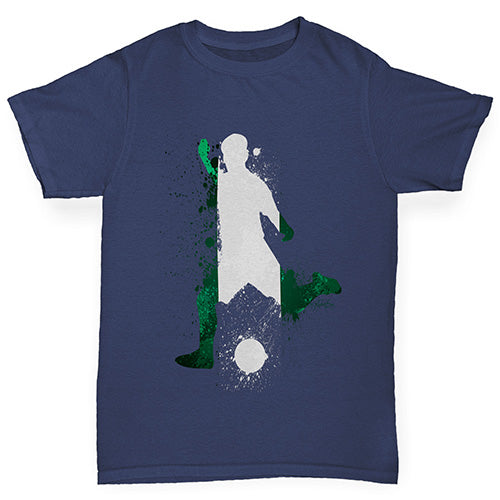 Novelty Tees For Boys Football Soccer Silhouette Nigeria Boy's T-Shirt Age 9-11 Navy