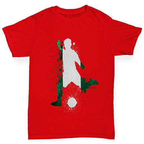 Boys novelty t shirts Football Soccer Silhouette Nigeria Boy's T-Shirt Age 12-14 Red