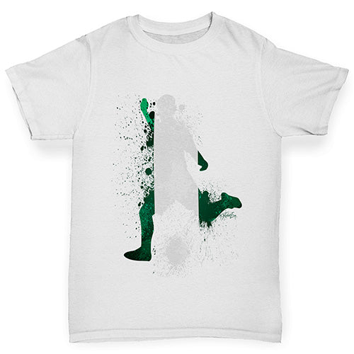 Boys Funny T Shirt Football Soccer Silhouette Nigeria Boy's T-Shirt Age 7-8 White