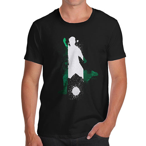 Funny Mens Tshirts Football Soccer Silhouette Nigeria Men's T-Shirt X-Large Black