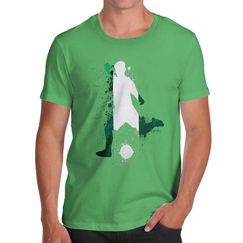 Funny T-Shirts For Men Sarcasm Football Soccer Silhouette Nigeria Men's T-Shirt Large Green