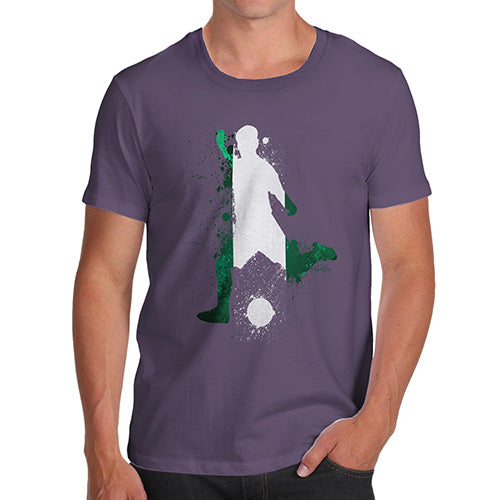 Mens Humor Novelty Graphic Sarcasm Funny T Shirt Football Soccer Silhouette Nigeria Men's T-Shirt Large Plum