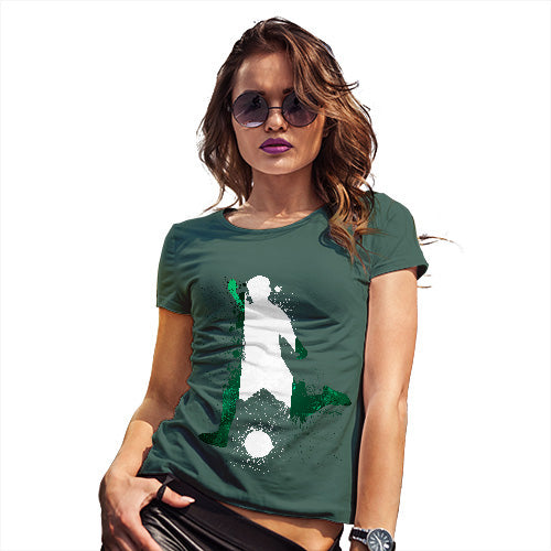 Funny T-Shirts For Women Football Soccer Silhouette Nigeria Women's T-Shirt Medium Bottle Green