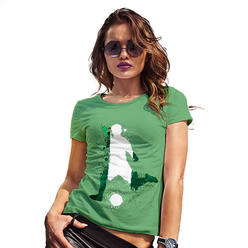 Womens Novelty T Shirt Christmas Football Soccer Silhouette Nigeria Women's T-Shirt Medium Green