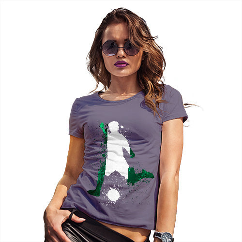 Funny Shirts For Women Football Soccer Silhouette Nigeria Women's T-Shirt Medium Plum