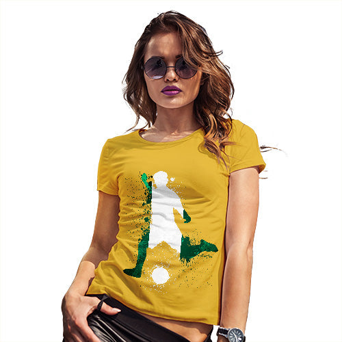 Womens Novelty T Shirt Football Soccer Silhouette Nigeria Women's T-Shirt Large Yellow