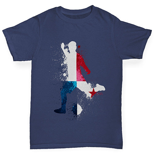 Kids Funny Tshirts Football Soccer Silhouette Panama Boy's T-Shirt Age 12-14 Navy