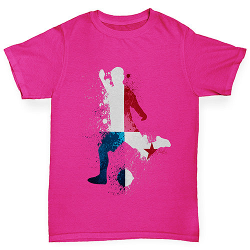 Kids Funny Tshirts Football Soccer Silhouette Panama Girl's T-Shirt Age 7-8 Pink