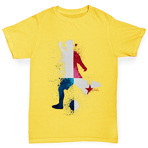 Kids Funny Tshirts Football Soccer Silhouette Panama Girl's T-Shirt Age 3-4 Yellow