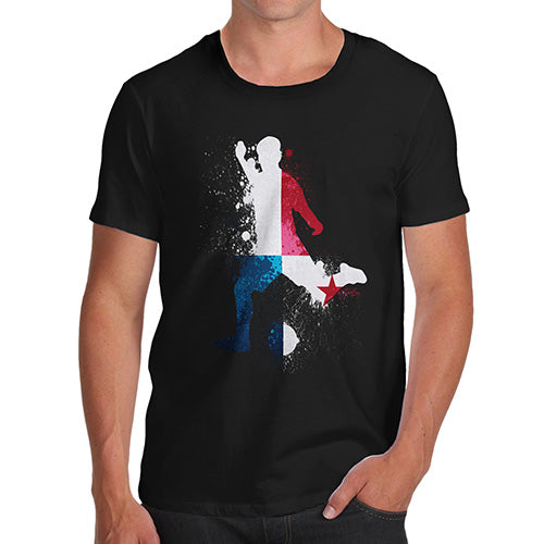 Funny Mens Tshirts Football Soccer Silhouette Panama Men's T-Shirt Large Black