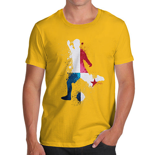 Mens Novelty T Shirt Christmas Football Soccer Silhouette Panama Men's T-Shirt Large Yellow