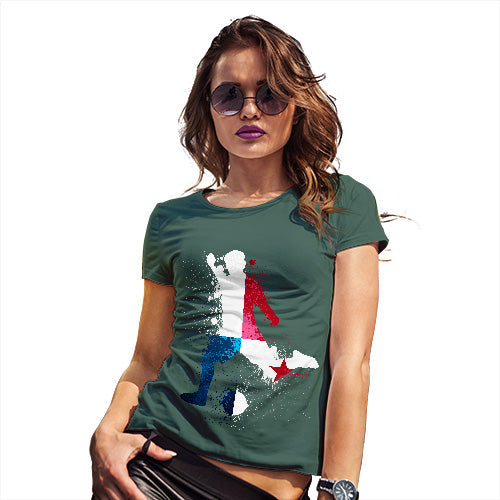 Funny T Shirts For Women Football Soccer Silhouette Panama Women's T-Shirt Small Bottle Green