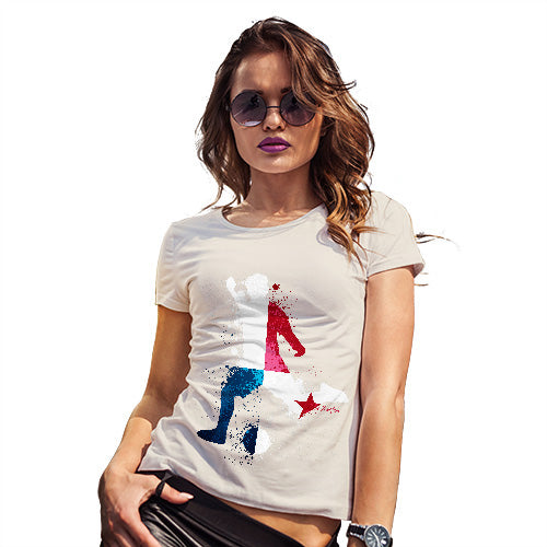 Funny T-Shirts For Women Sarcasm Football Soccer Silhouette Panama Women's T-Shirt Small Natural