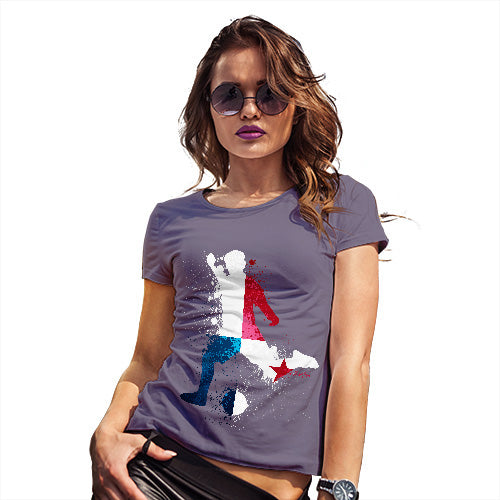 Novelty Gifts For Women Football Soccer Silhouette Panama Women's T-Shirt Small Plum