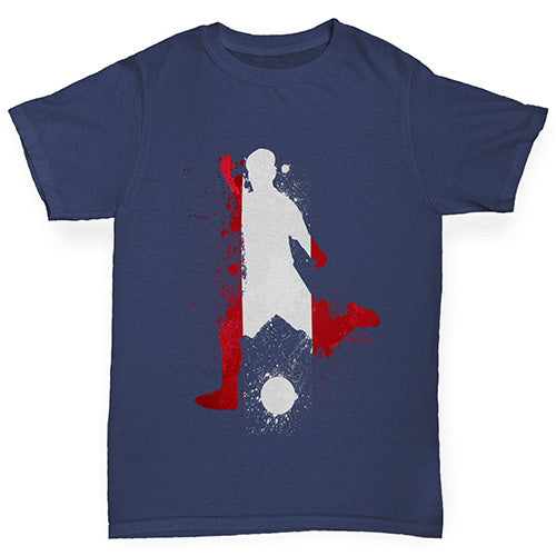 Girls novelty tees Football Soccer Silhouette Peru Girl's T-Shirt Age 5-6 Navy