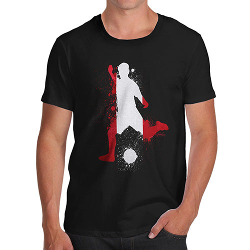 Funny Tee Shirts For Men Football Soccer Silhouette Peru Men's T-Shirt Large Black