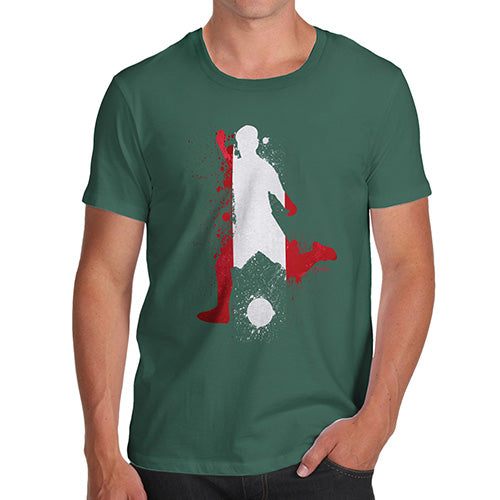 Mens T-Shirt Funny Geek Nerd Hilarious Joke Football Soccer Silhouette Peru Men's T-Shirt Medium Bottle Green