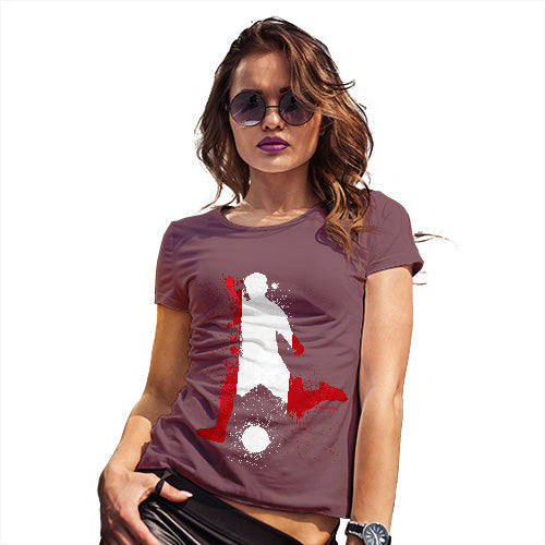 Novelty Tshirts Women Football Soccer Silhouette Peru Women's T-Shirt Small Burgundy