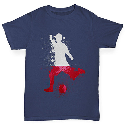 Boys novelty tees Football Soccer Silhouette Poland Boy's T-Shirt Age 5-6 Navy