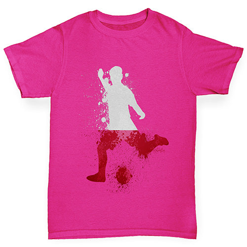 funny t shirts for girls Football Soccer Silhouette Poland Girl's T-Shirt Age 5-6 Pink