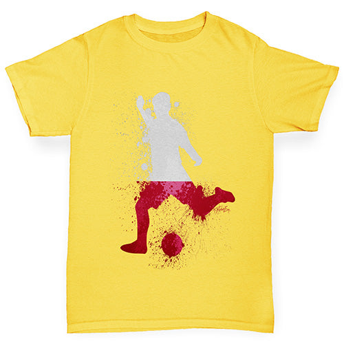 Girls novelty tees Football Soccer Silhouette Poland Girl's T-Shirt Age 7-8 Yellow