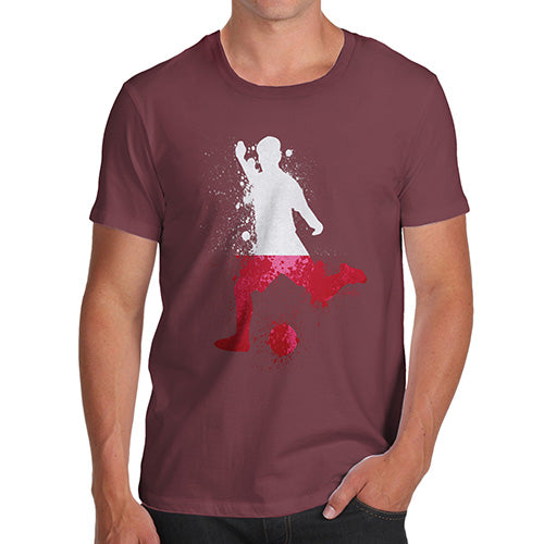 Mens T-Shirt Funny Geek Nerd Hilarious Joke Football Soccer Silhouette Poland Men's T-Shirt X-Large Burgundy