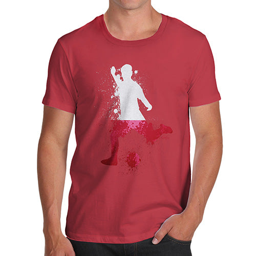 Novelty Tshirts Men Football Soccer Silhouette Poland Men's T-Shirt Large Red