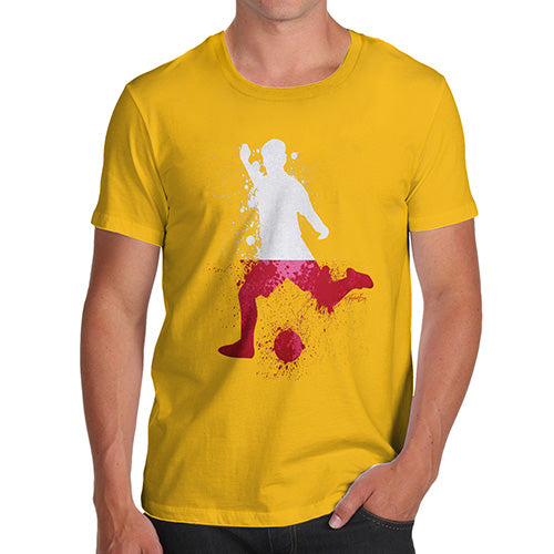 Funny T Shirts For Men Football Soccer Silhouette Poland Men's T-Shirt X-Large Yellow