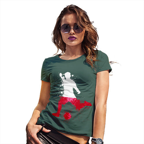 Funny Tshirts For Women Football Soccer Silhouette Poland Women's T-Shirt Small Bottle Green