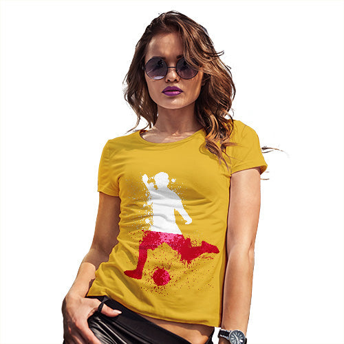 Funny Tee Shirts For Women Football Soccer Silhouette Poland Women's T-Shirt Large Yellow